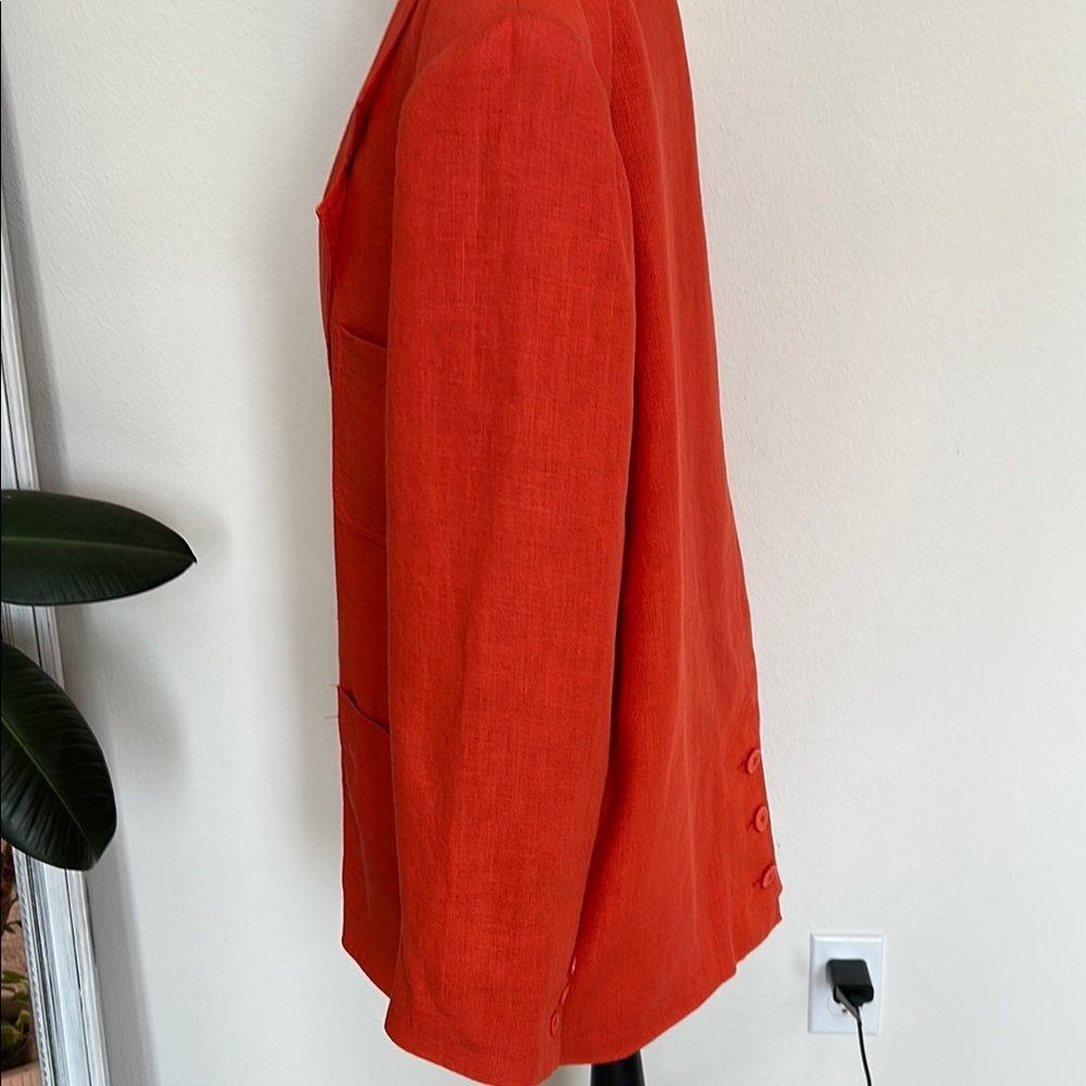 CHAUS LINEN Women's Orange button front Blazer - Picture 3 of 13